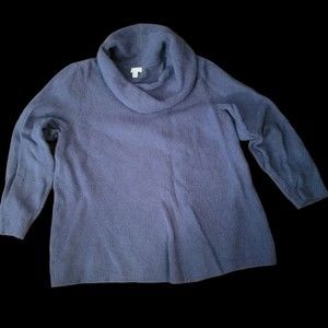 J.Jill Womens Blue Long Sleeve Cowl Neck Fleece Winter Pullover Sweater 1X‎
